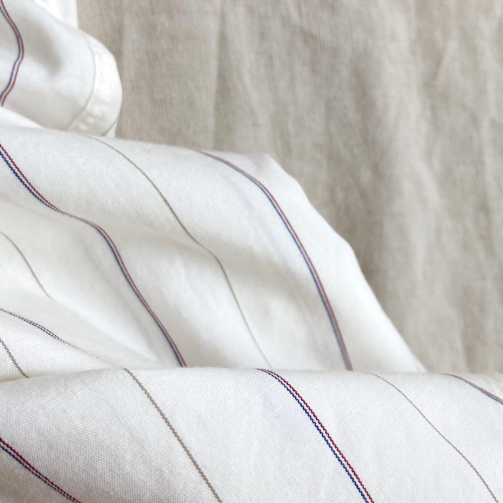 Vintage white striped oversized Oxford poplin casual button down shirt - Picture 6 of 7